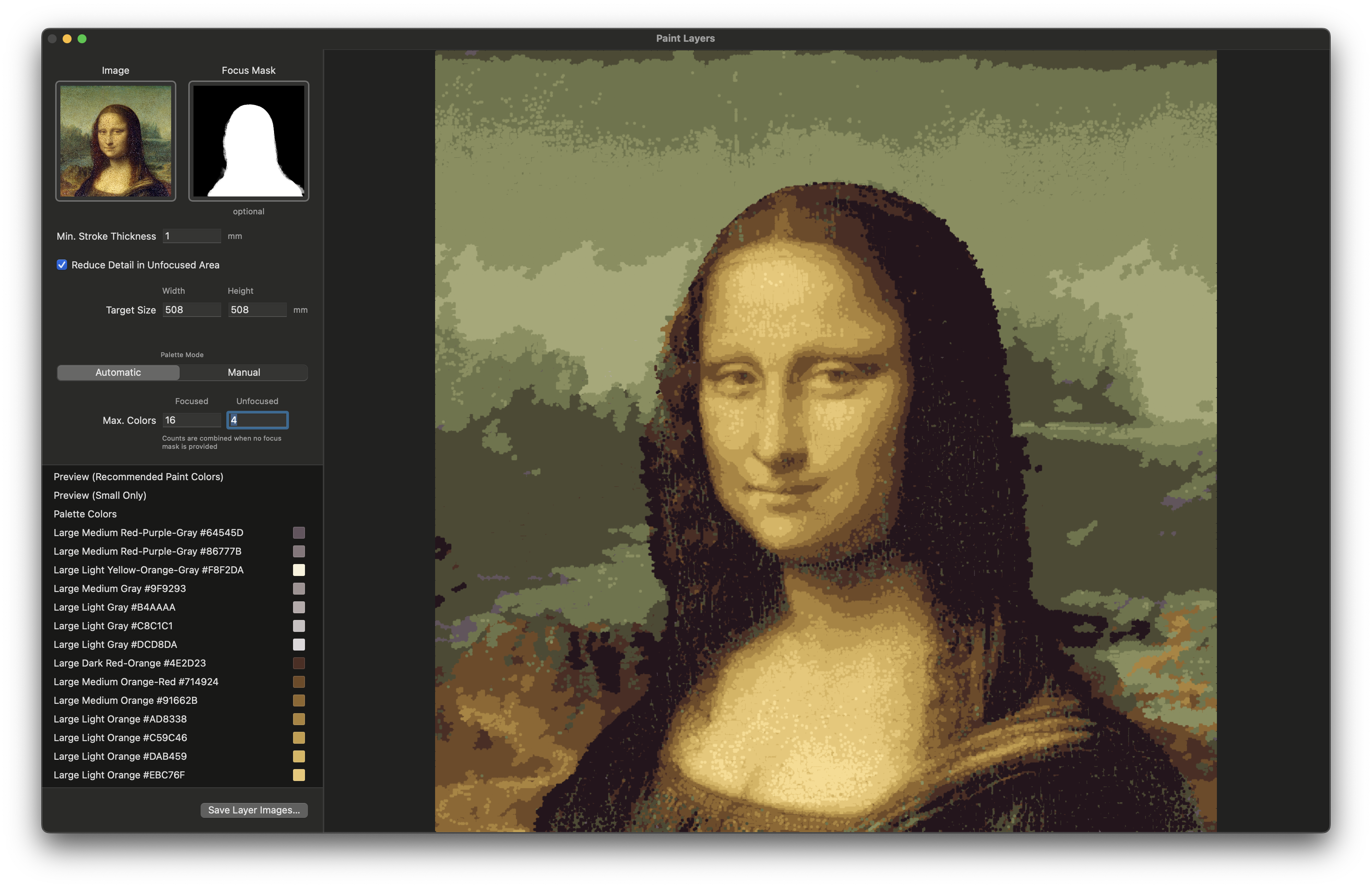 Paint Layers initial configuration screen