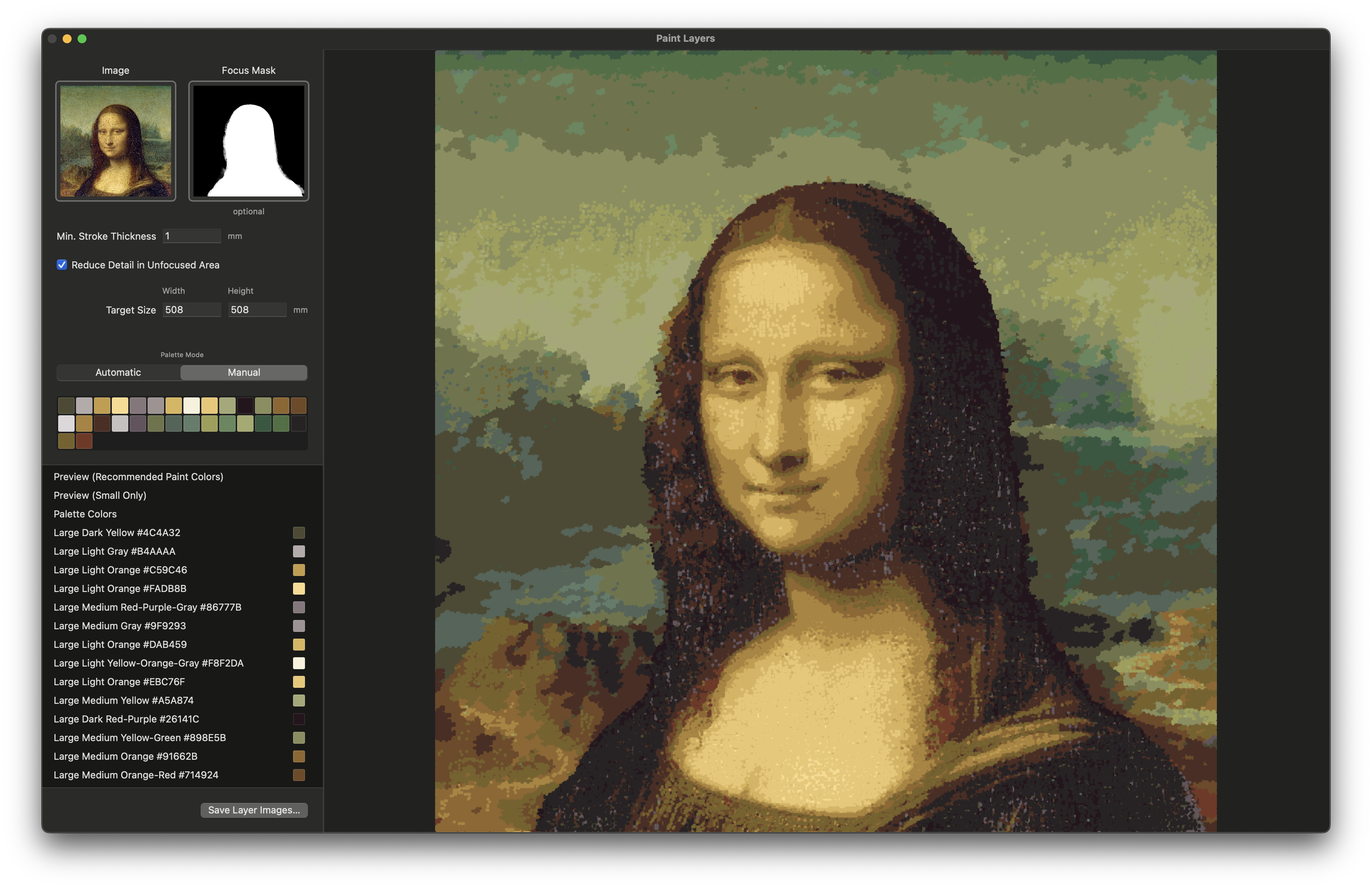 Palette sampling technique