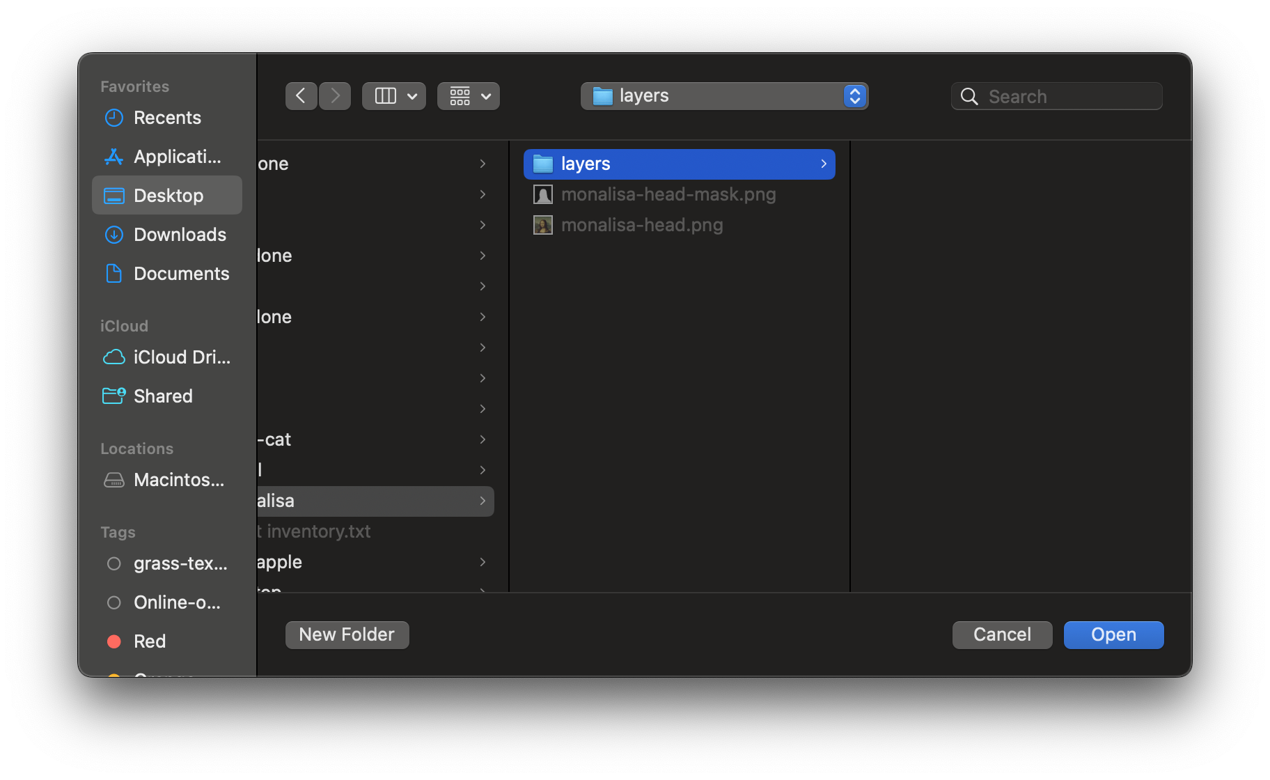 Saving layers dialog